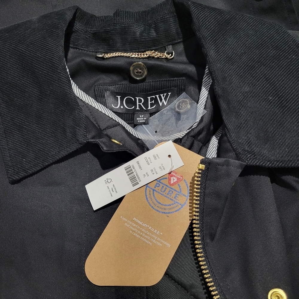 J Crew Long Barn Jacket™ in waxed cotton twill Coat Size L Petite NWT CC954 - Picture 10 of 16